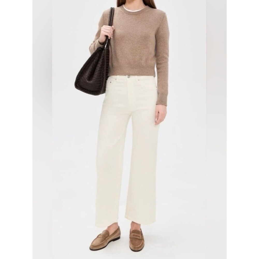 DL1961 Hepburn Wide Leg Corduroy Pants 28 Cream Ivory High Rise Cropped
